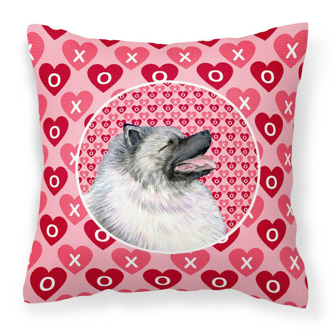Keeshond Hearts Love and Valentine's Day Portrait Fabric Decorative Pillow SS4488PW1414 by Caroline's Treasures
