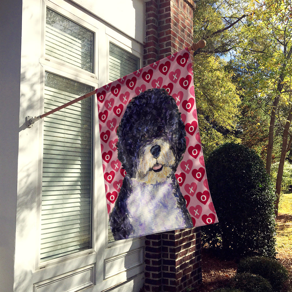 Portuguese Water Dog Hearts Love and Valentine's Day  Flag Canvas House Size  the-store.com.