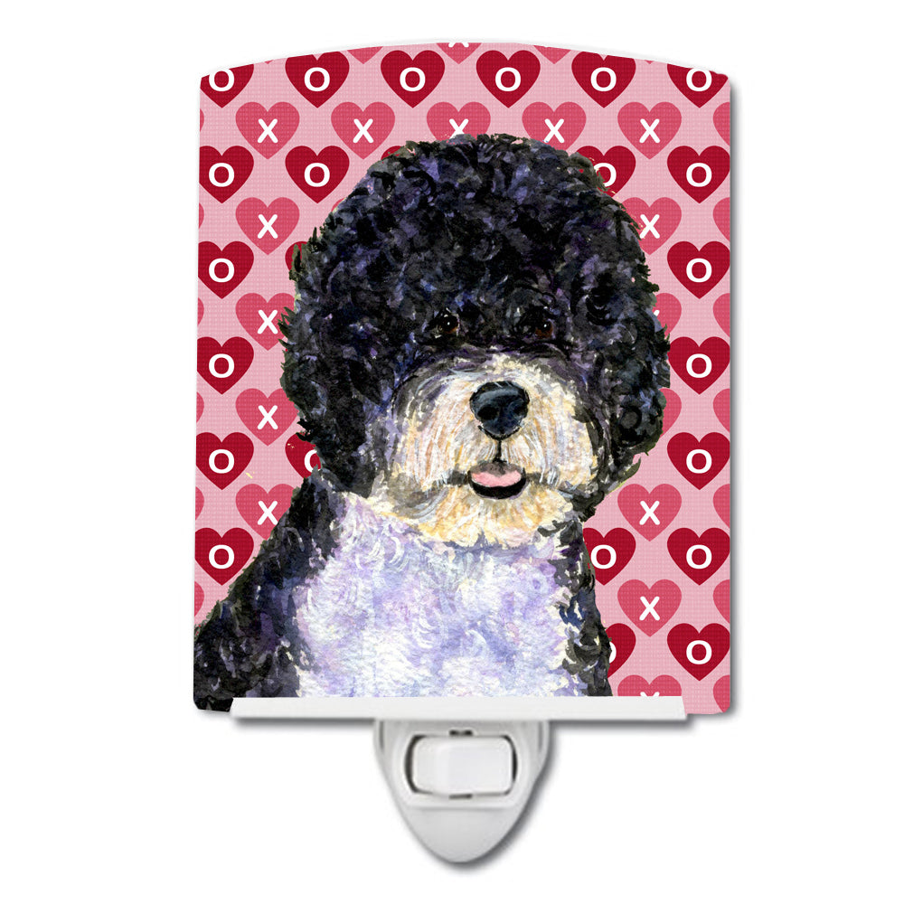 Portuguese Water Dog Hearts Love Valentine&#39;s Day Ceramic Night Light SS4490CNL - the-store.com