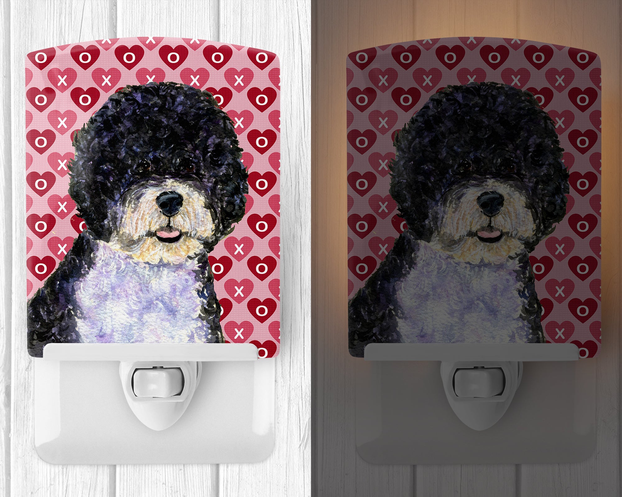 Portuguese Water Dog Hearts Love Valentine's Day Ceramic Night Light SS4490CNL - the-store.com