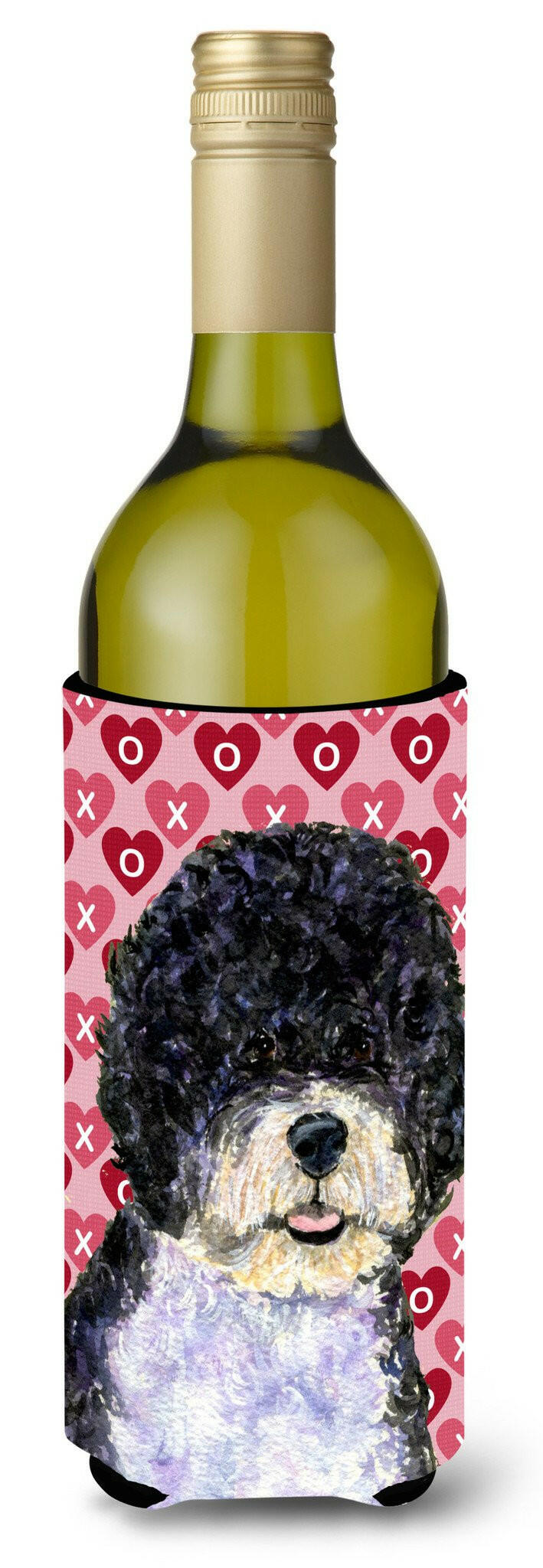 Portuguese Water Dog Hearts Love Valentine&#39;s Day Wine Bottle Beverage Insulator Beverage Insulator Hugger by Caroline&#39;s Treasures