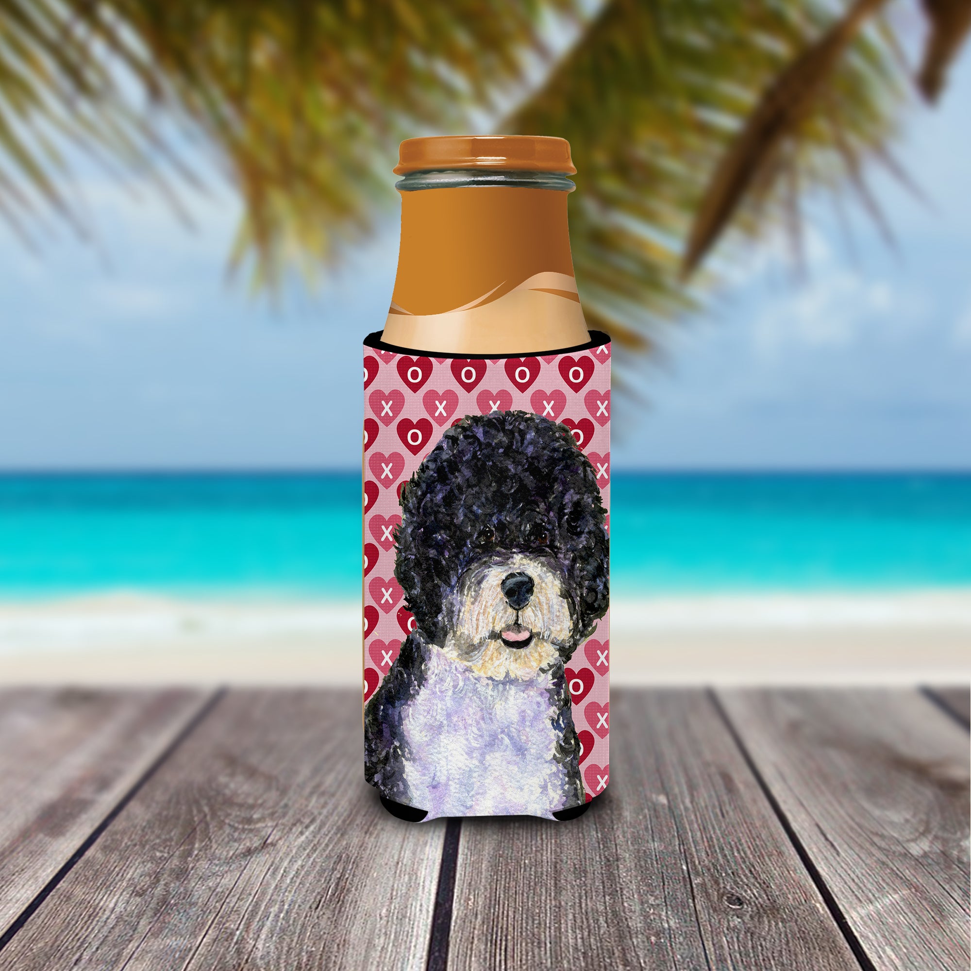 Portuguese Water Dog Hearts Love Valentine's Day Ultra Beverage Insulators for slim cans SS4490MUK.