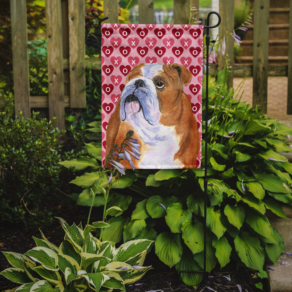 Bulldog English Hearts Love Valentine's Day Flag Garden Size