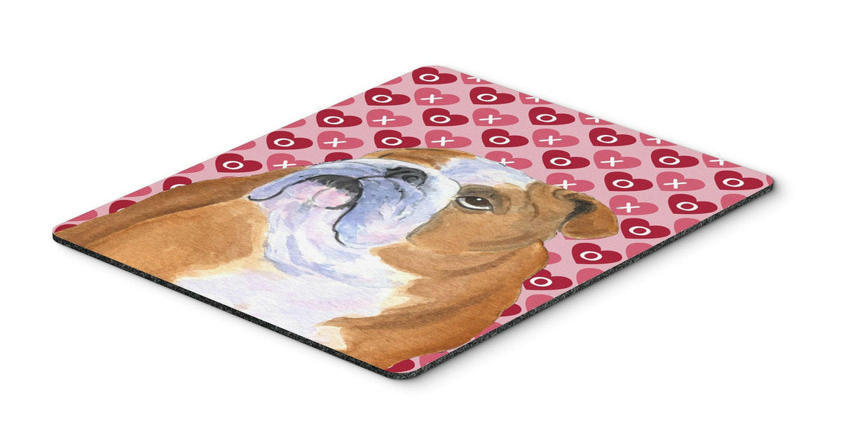 Bulldog English Hearts Love and Valentine&#39;s Day Mouse Pad, Hot Pad or Trivet by Caroline&#39;s Treasures
