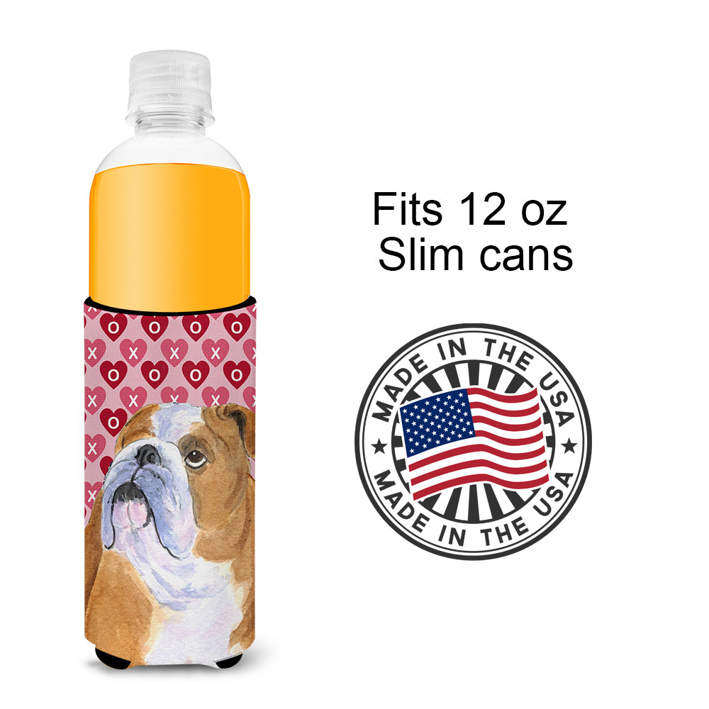 Bulldog English Hearts Love Valentine's Day Ultra Beverage Insulators for slim cans SS4491MUK