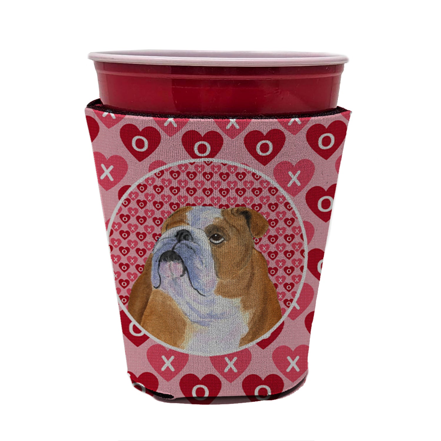 Bulldog English  Red Cup Beverage Insulator Hugger