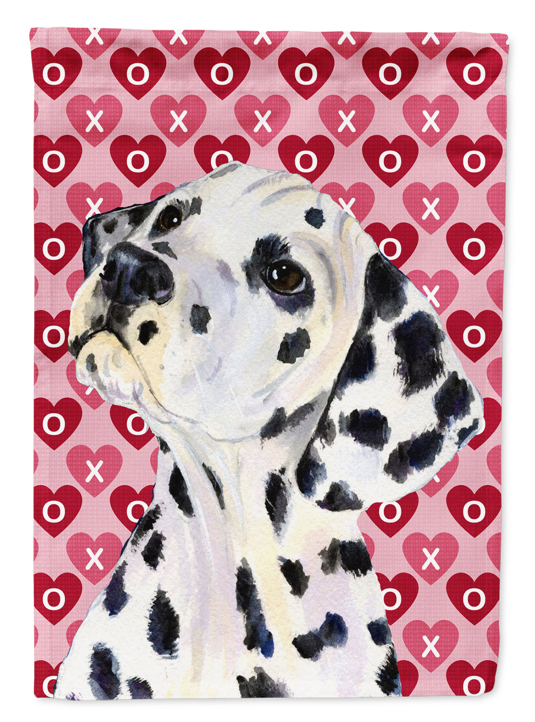 Dalmatian Hearts Love and Valentine&#39;s Day Portrait Flag Garden Size.