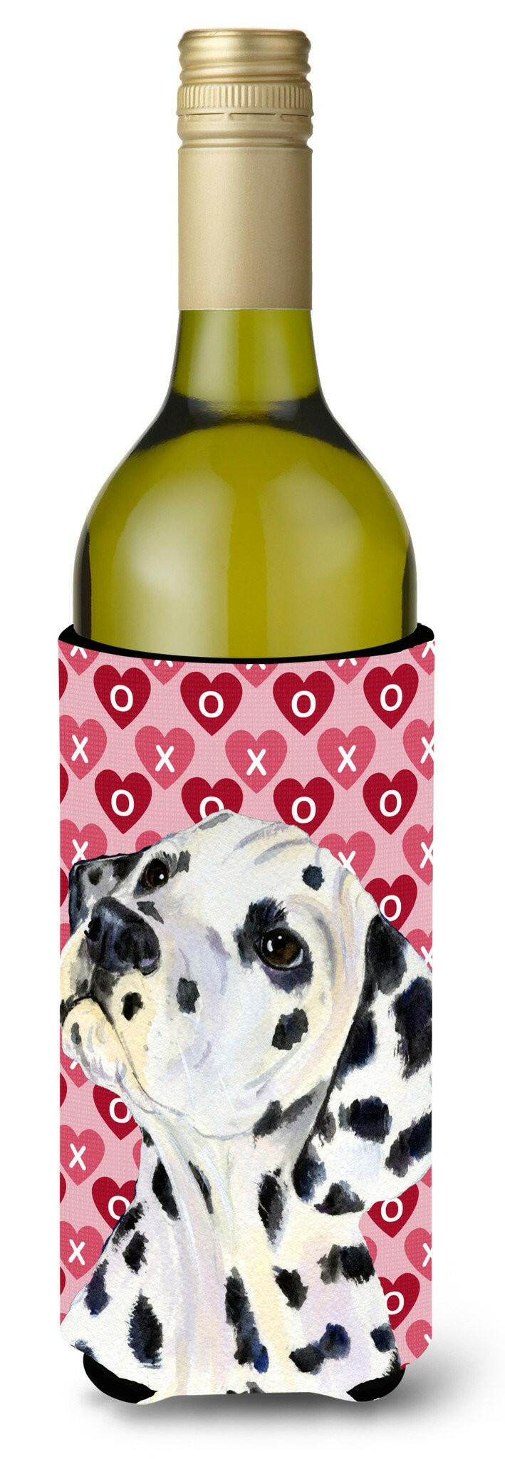 Dalmatian Hearts Love and Valentine&#39;s Day Portrait Wine Bottle Beverage Insulator Beverage Insulator Hugger by Caroline&#39;s Treasures