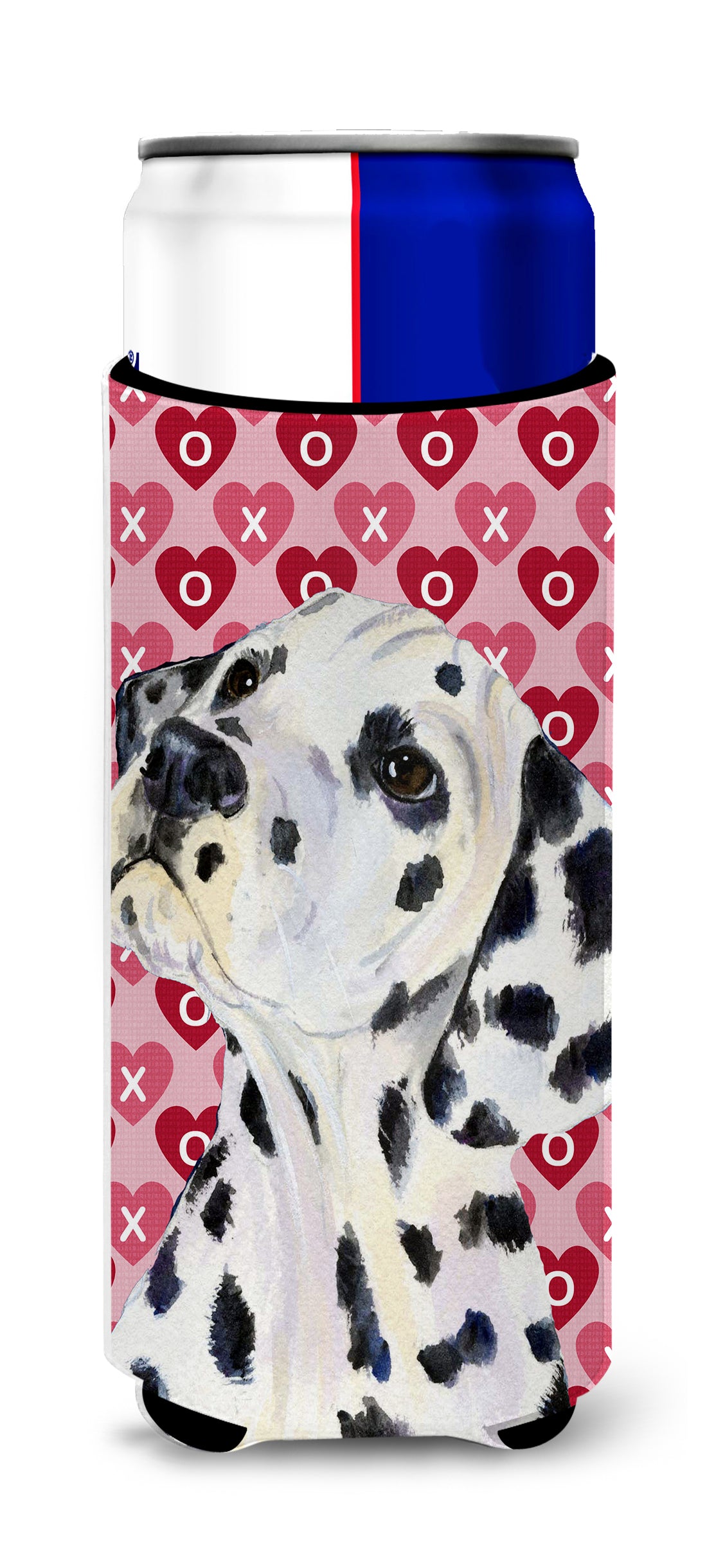 Dalmatian Hearts Love and Valentine&#39;s Day Portrait Ultra Beverage Insulators for slim cans SS4492MUK.