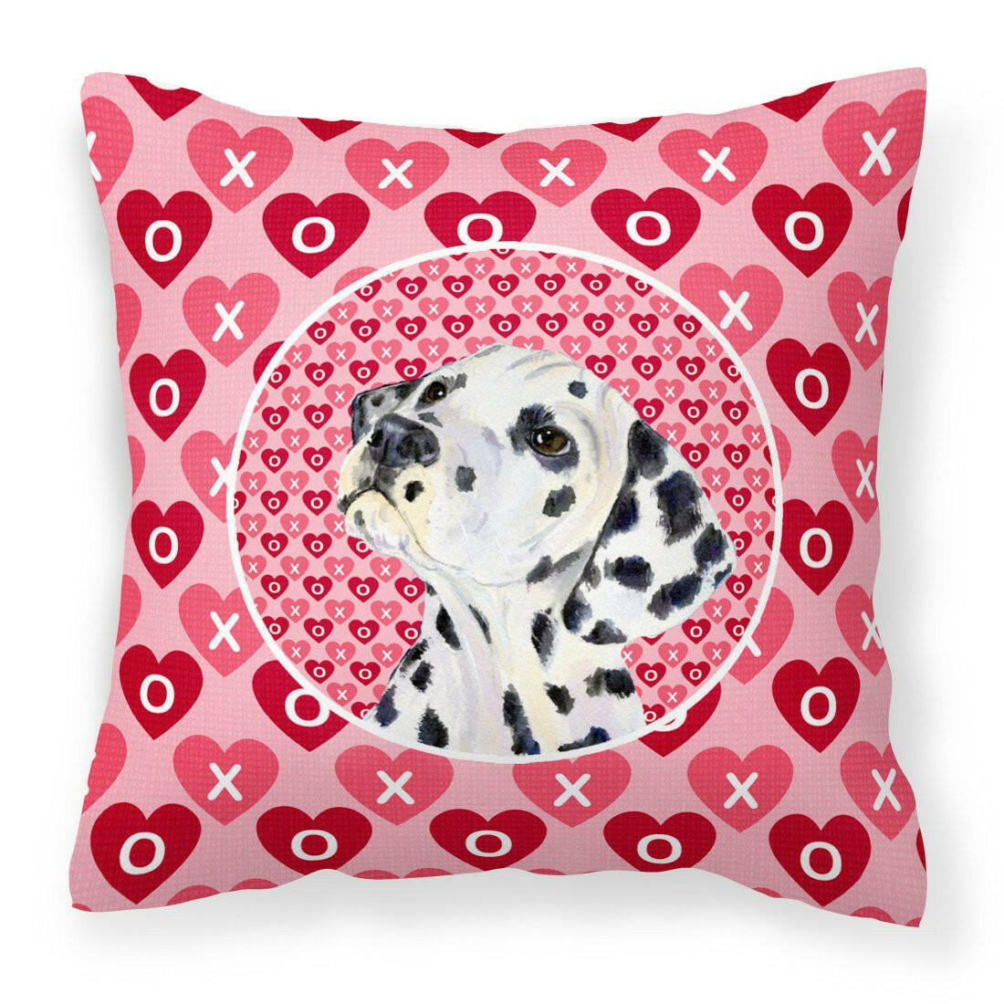 Dalmatian Hearts Love and Valentine&#39;s Day Portrait Fabric Decorative Pillow SS4492PW1414 by Caroline&#39;s Treasures