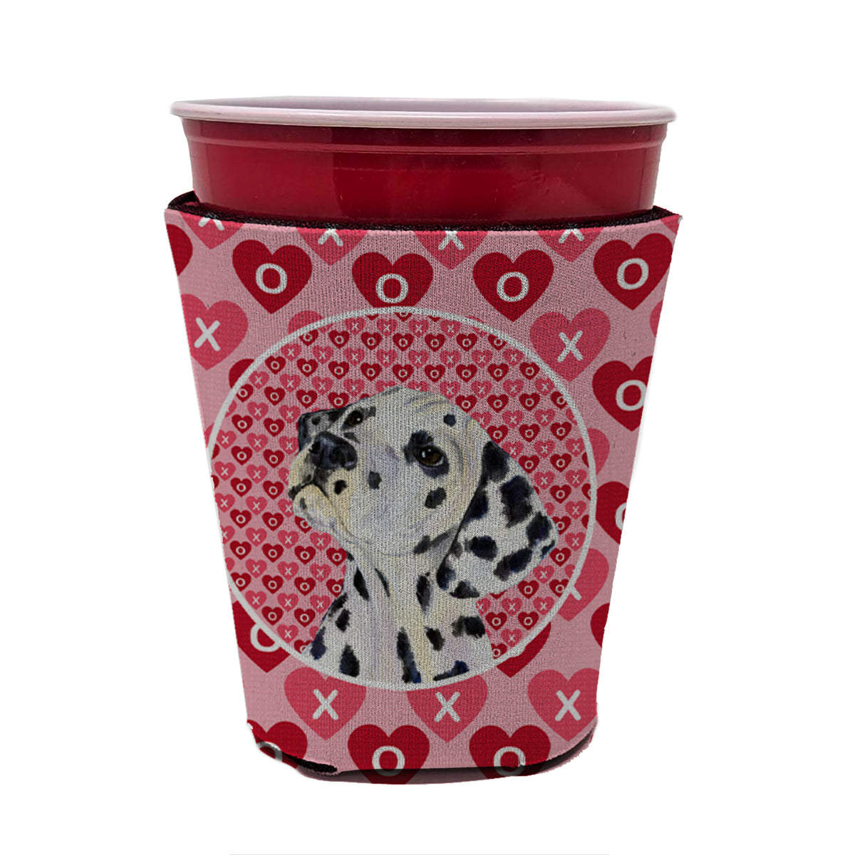 Dalmatian  Red Cup Beverage Insulator Hugger