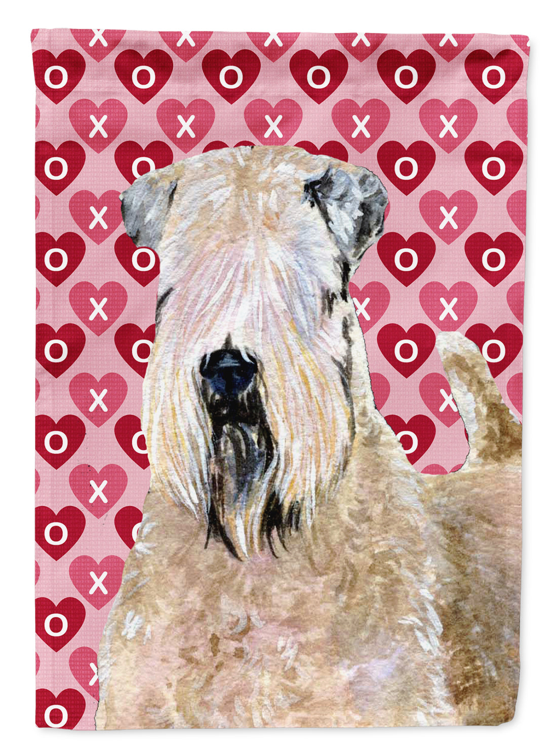 Wheaten Terrier Soft Coated Hearts Love Valentine&#39;s Day Flag Canvas House Size  the-store.com.