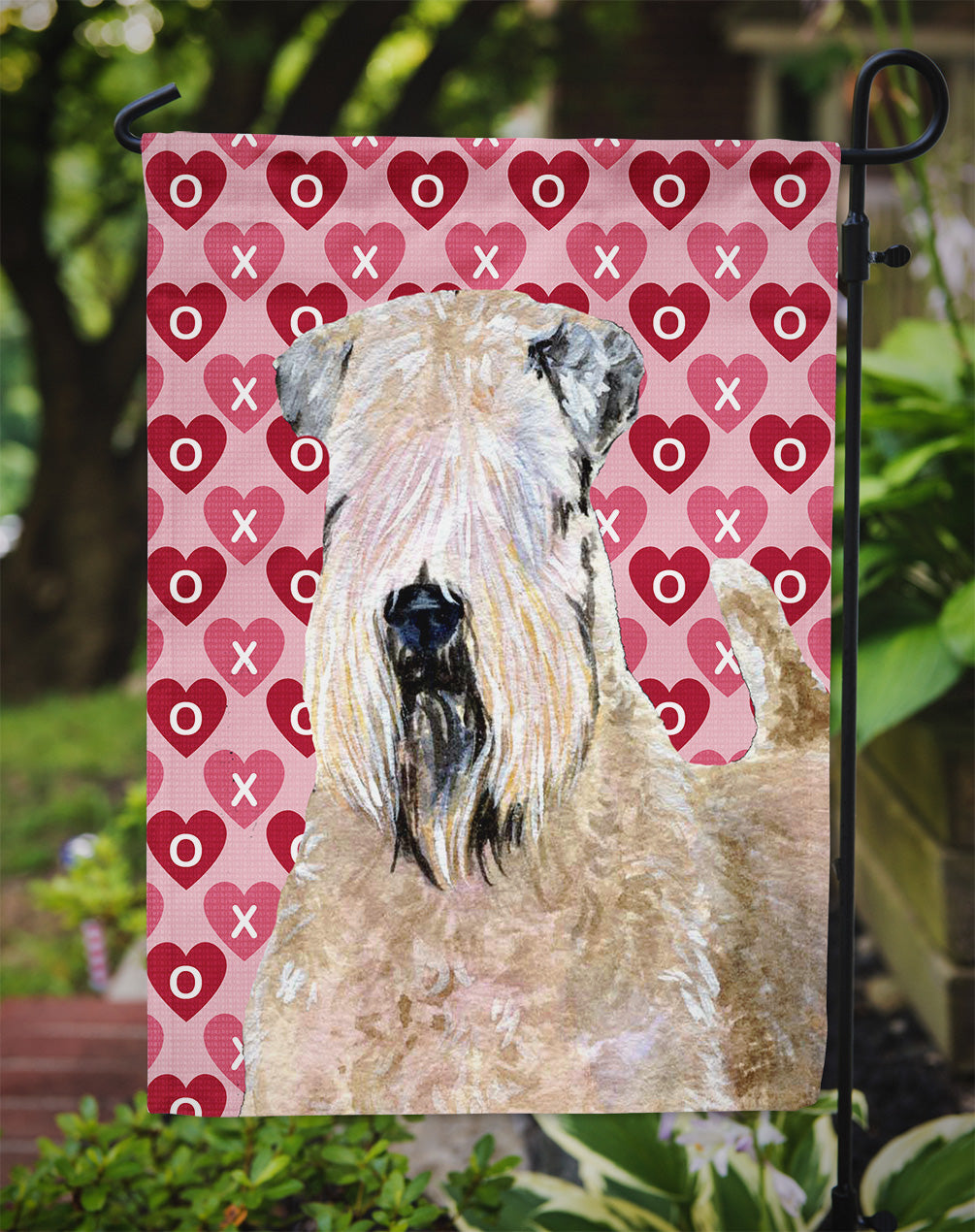 Wheaten Terrier Soft Coated Hearts Love Valentine's Flag Garden Size