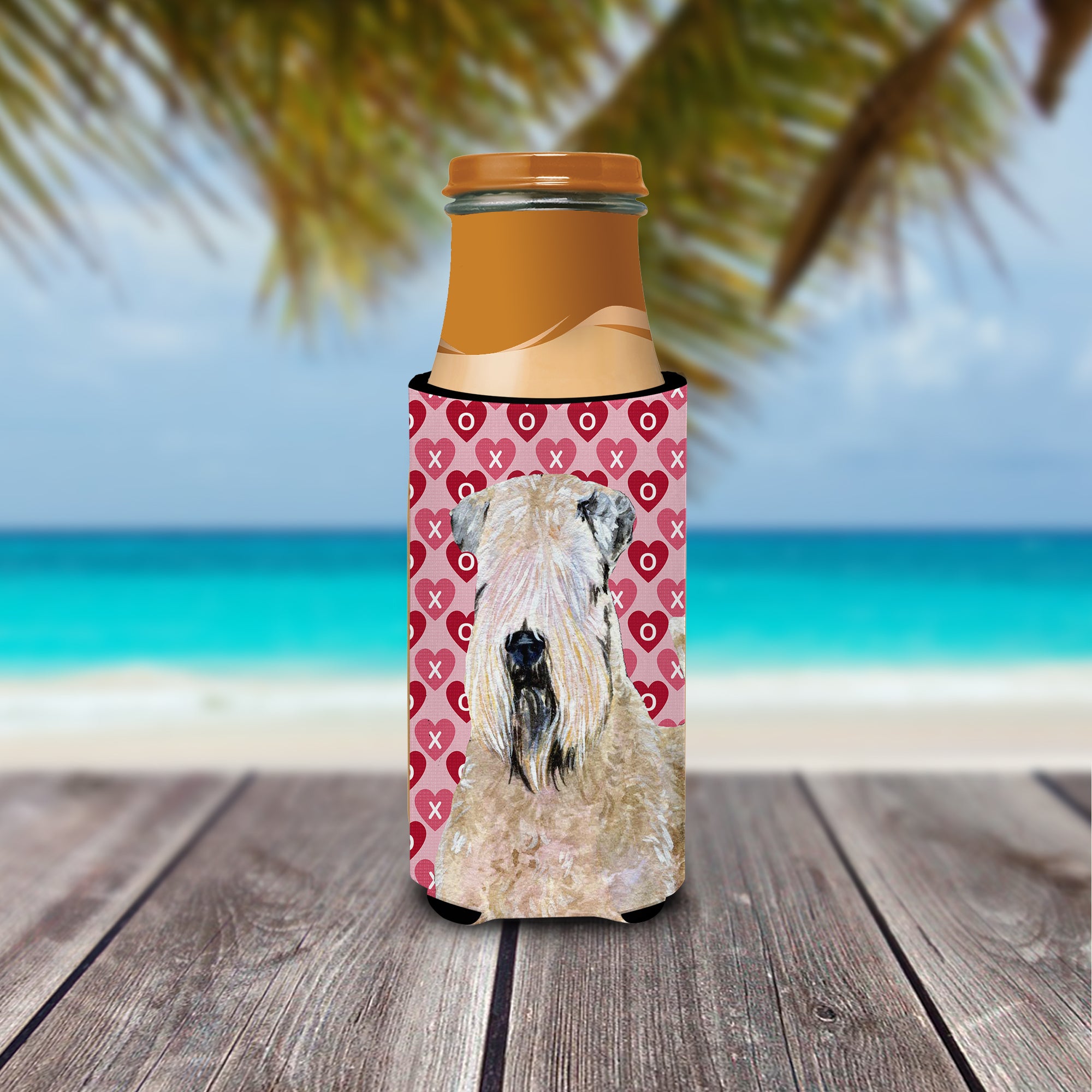 Wheaten Terrier Soft Coated Hearts Love Valentine's Ultra Beverage Insulators for slim cans SS4493MUK.
