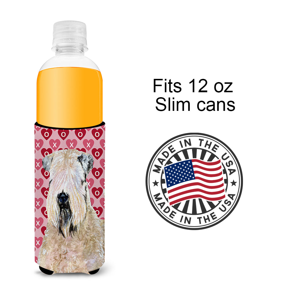 Wheaten Terrier Soft Coated Hearts Love Valentine's Ultra Beverage Insulators for slim cans SS4493MUK.