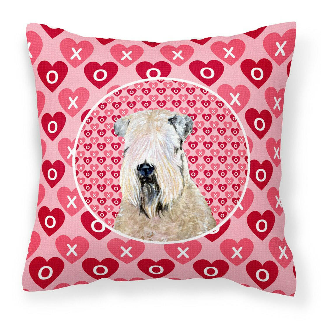 Wheaten Terrier Soft Coated Hearts Love Valentine&#39;s Fabric Decorative Pillow SS4493PW1414 by Caroline&#39;s Treasures