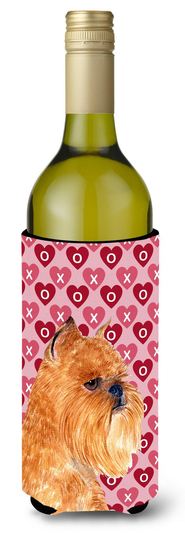 Brussels Griffon Hearts Love and Valentine&#39;s Day  Wine Bottle Beverage Insulator Beverage Insulator Hugger by Caroline&#39;s Treasures
