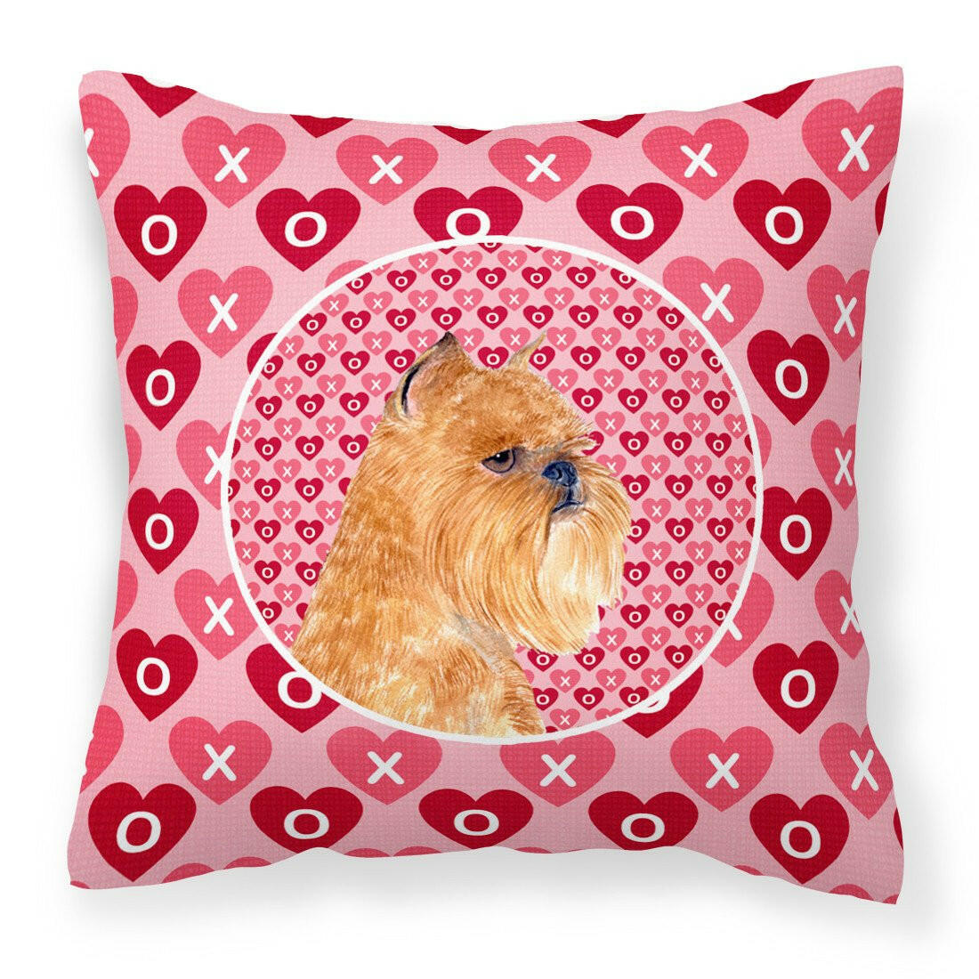 Brussels Griffon Hearts Love and Valentine&#39;s Day Portrait Fabric Decorative Pillow SS4494PW1414 by Caroline&#39;s Treasures