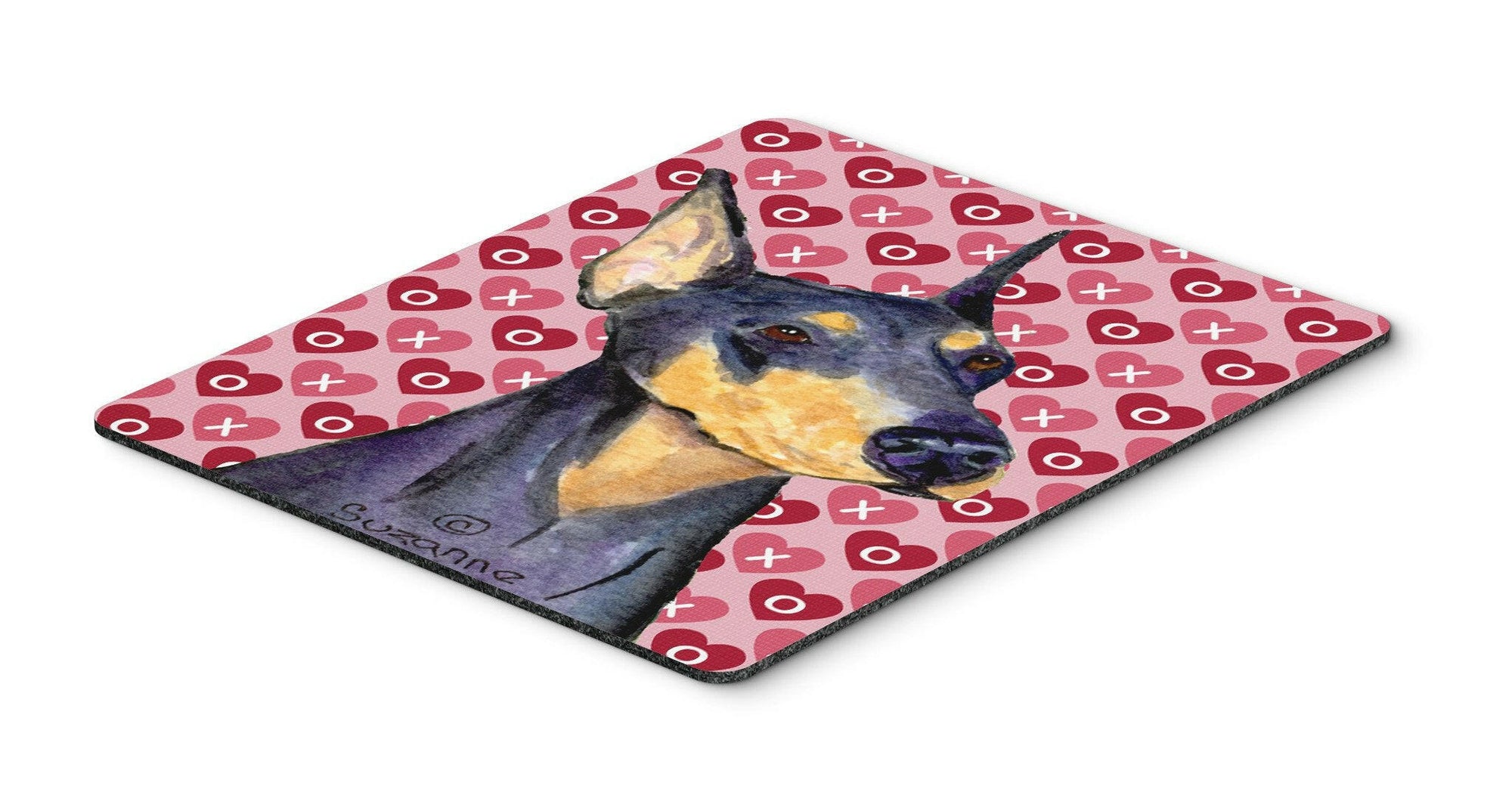 Doberman Hearts Love and Valentine's Day Portrait Mouse Pad, Hot Pad or Trivet by Caroline's Treasures