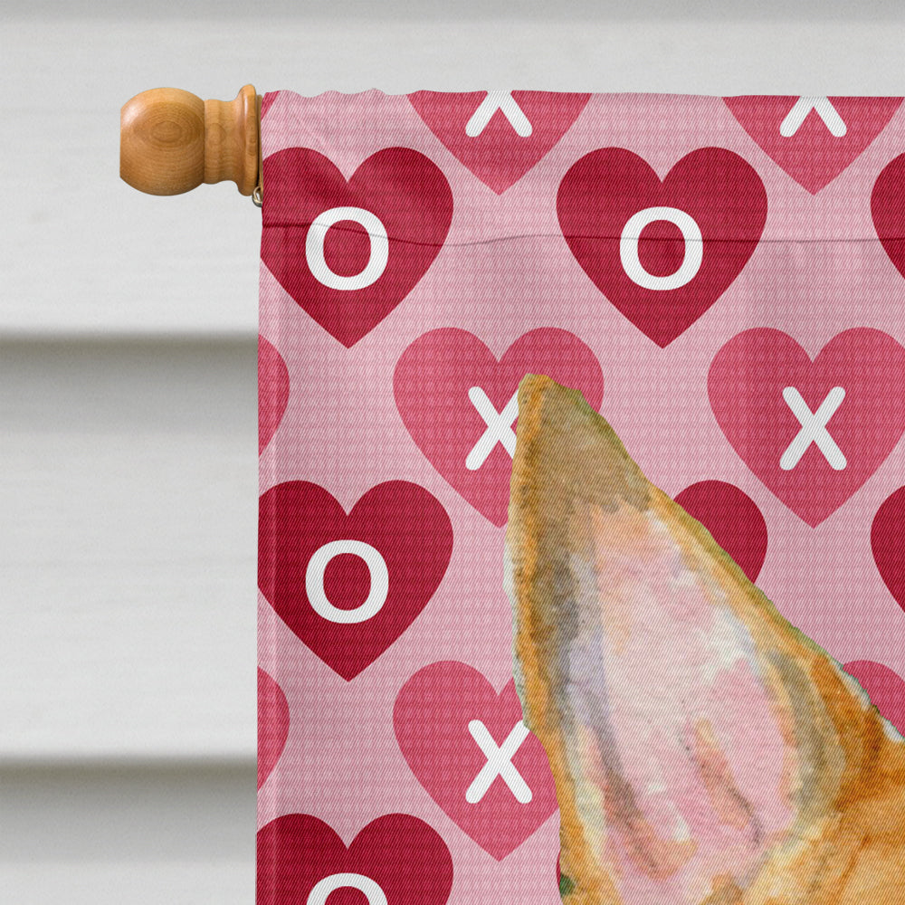 Bull Terrier Hearts Love and Valentine's Day Portrait Flag Canvas House Size  the-store.com.