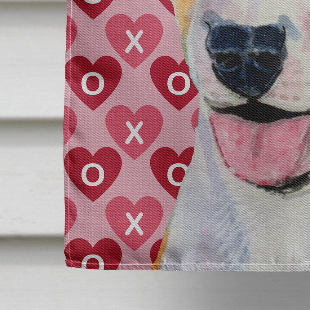 Bull Terrier Hearts Love and Valentine's Day Portrait Flag Canvas House Size  the-store.com.