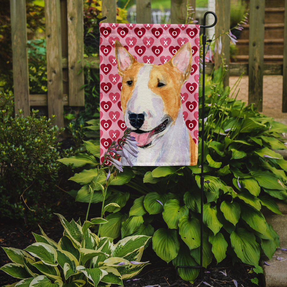 Bull Terrier Coeurs Amour et Saint Valentin Portrait Drapeau Jardin Taille