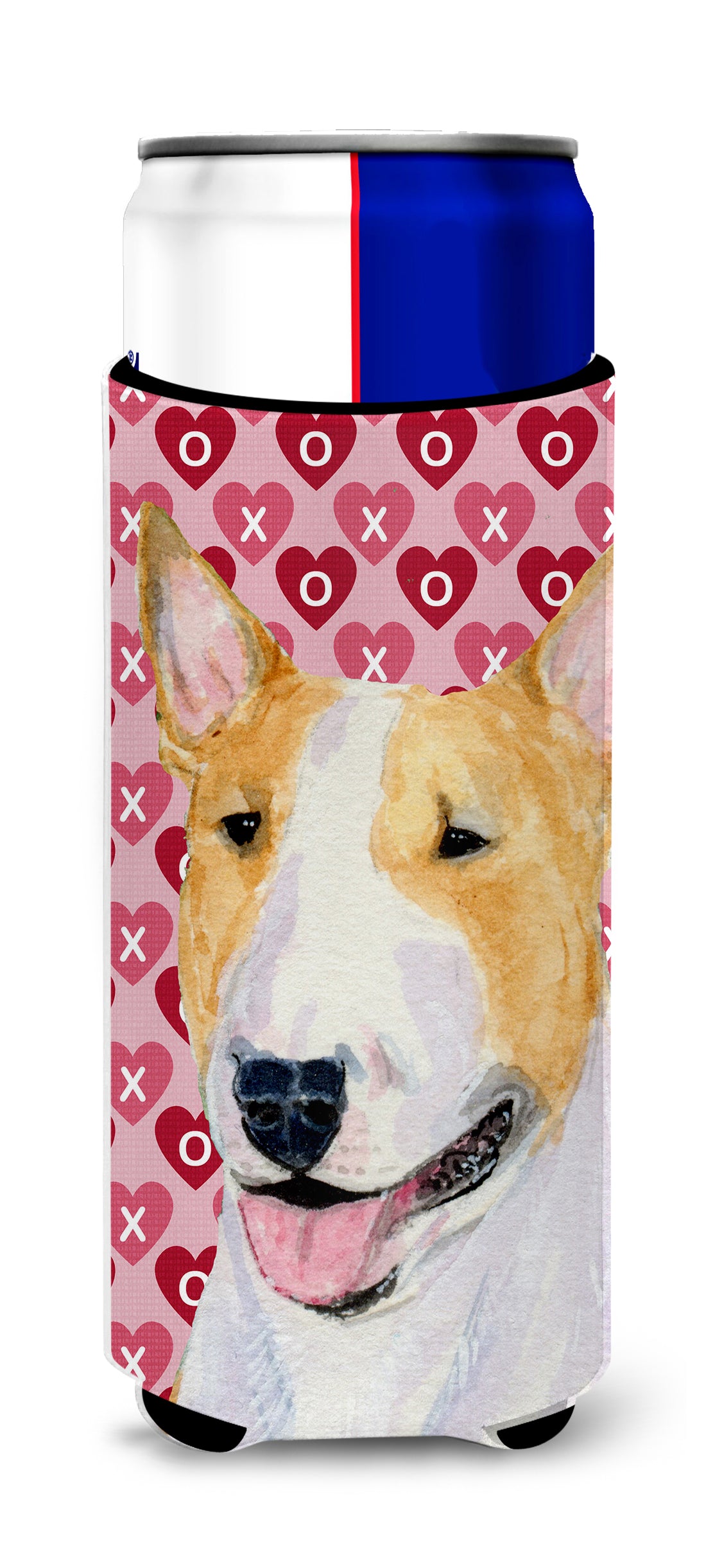 Bull Terrier Hearts Love and Valentine's Day Portrait Ultra Beverage Insulators for slim cans SS4496MUK.