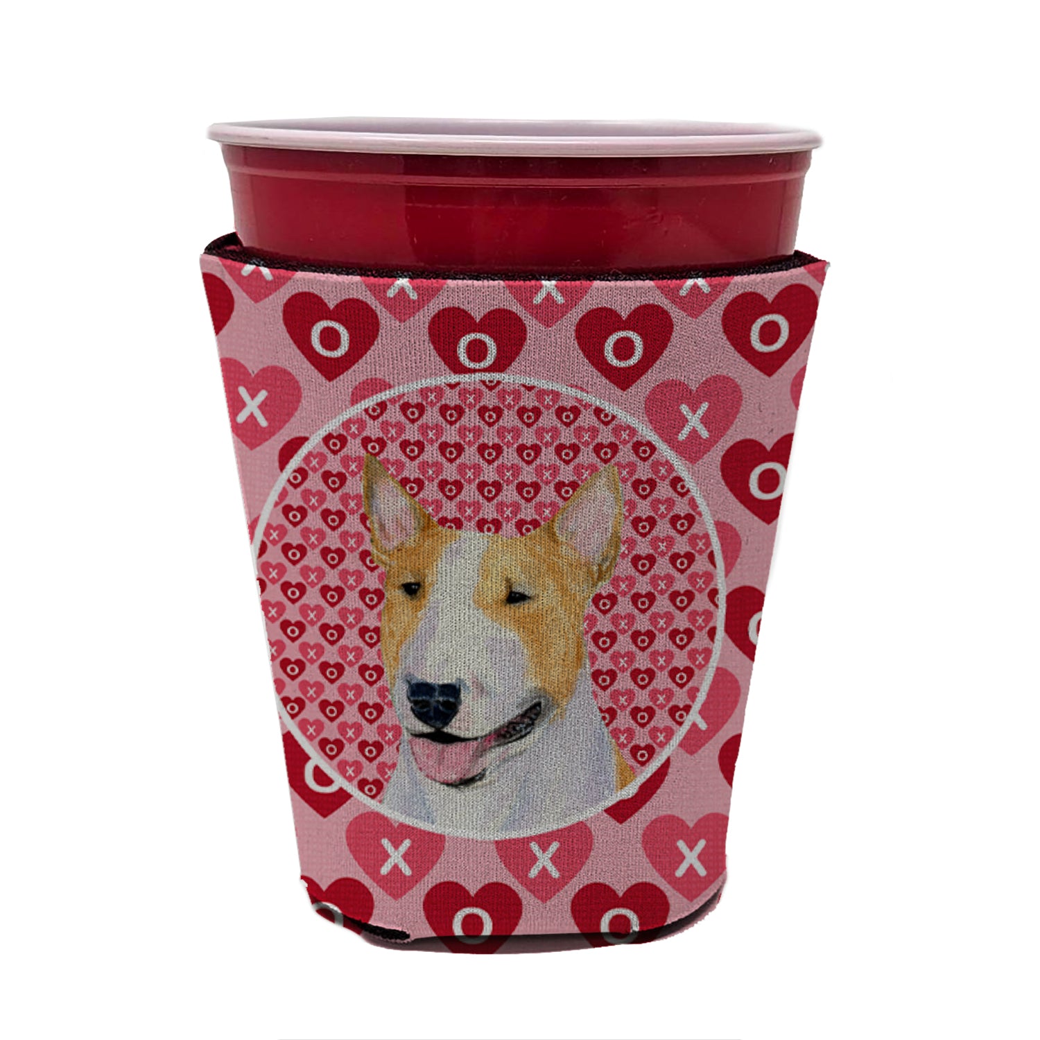 Bull Terrier  Red Cup Beverage Insulator Hugger