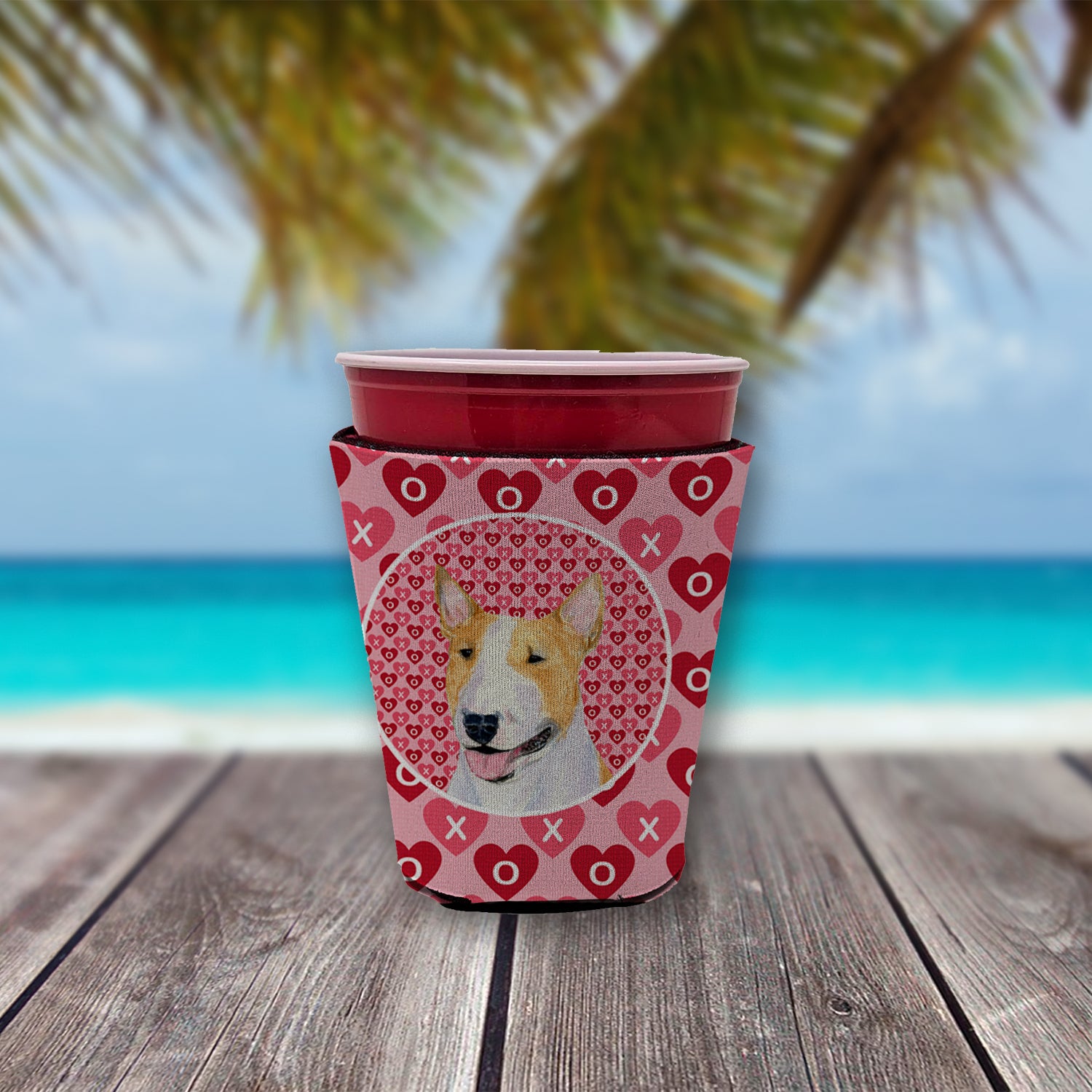 Bull Terrier  Red Cup Beverage Insulator Hugger  the-store.com.