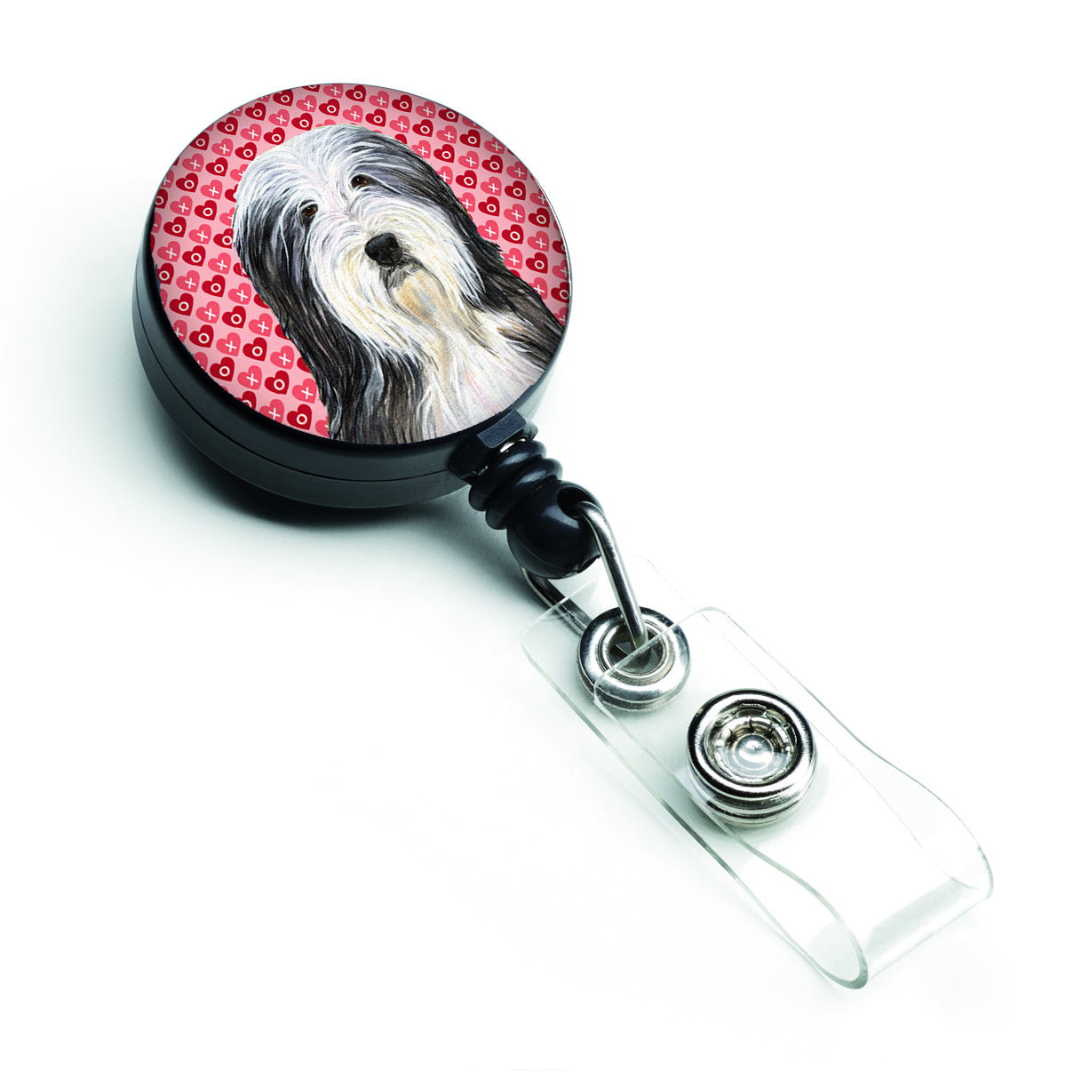 Bearded Collie Love Retractable Badge Reel or ID Holder with Clip.