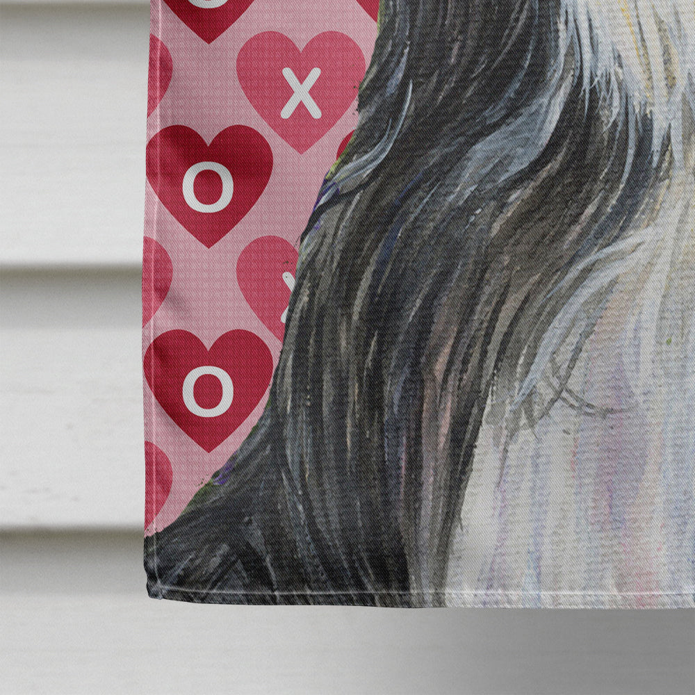 Bearded Collie Hearts Love and Valentine's Day Portrait Flag Canvas House Size