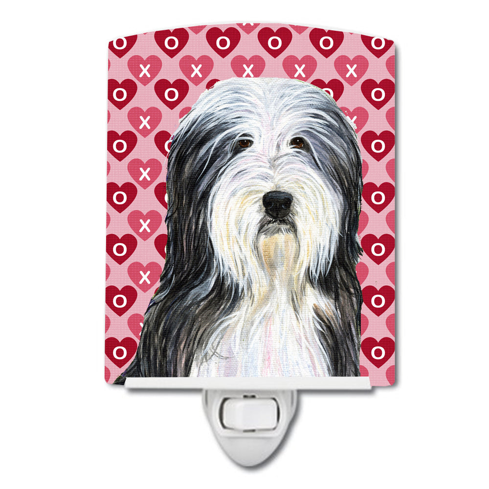 Bearded Collie Hearts Love and Valentine&#39;s Day Portrait Ceramic Night Light SS4497CNL - the-store.com
