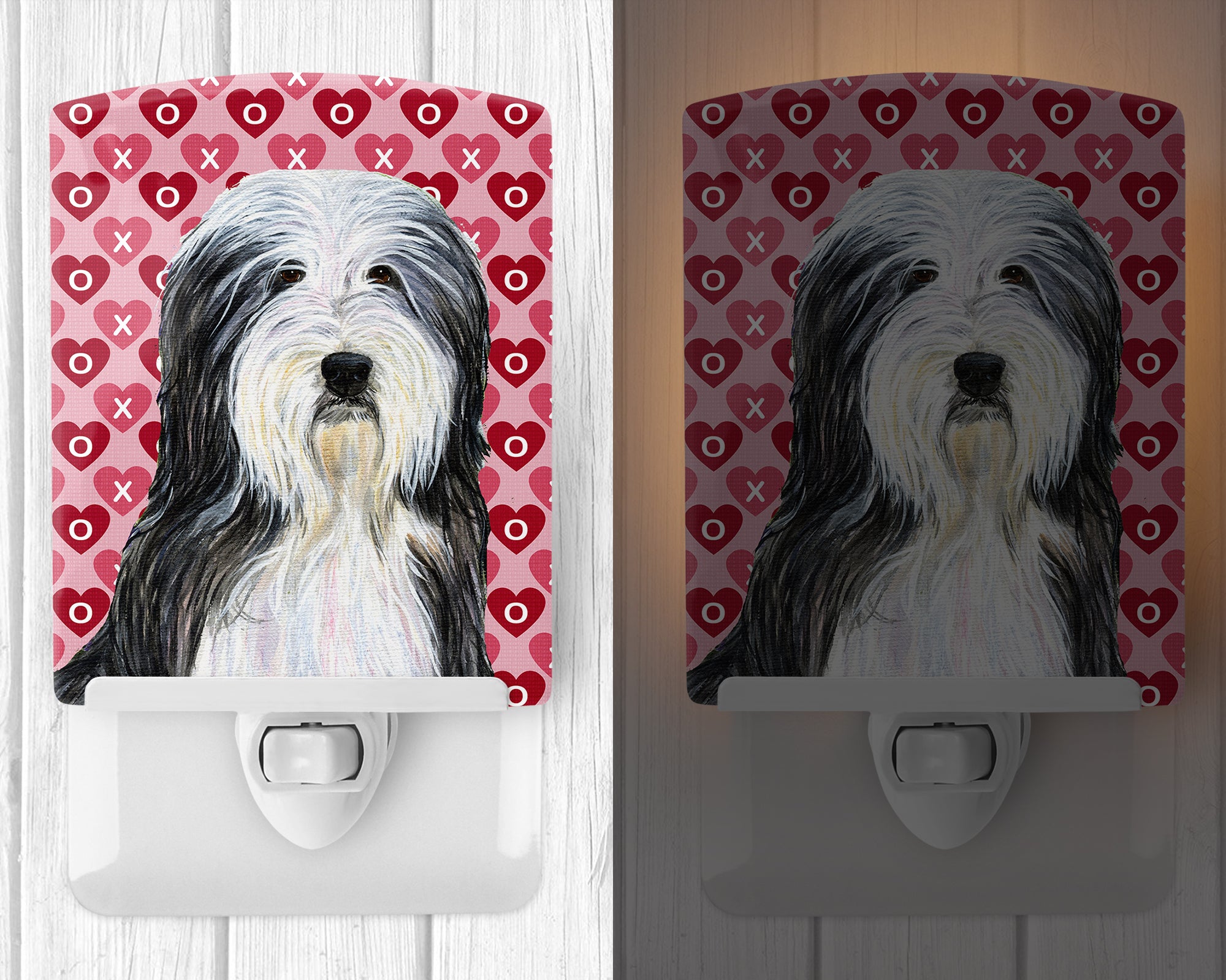 Bearded Collie Hearts Love and Valentine's Day Portrait Ceramic Night Light SS4497CNL - the-store.com