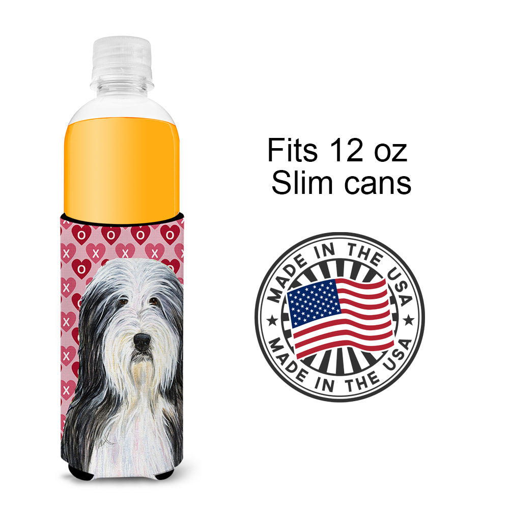 Bearded Collie Hearts Love and Valentine's Day Portrait Ultra Beverage Insulators for slim cans SS4497MUK.