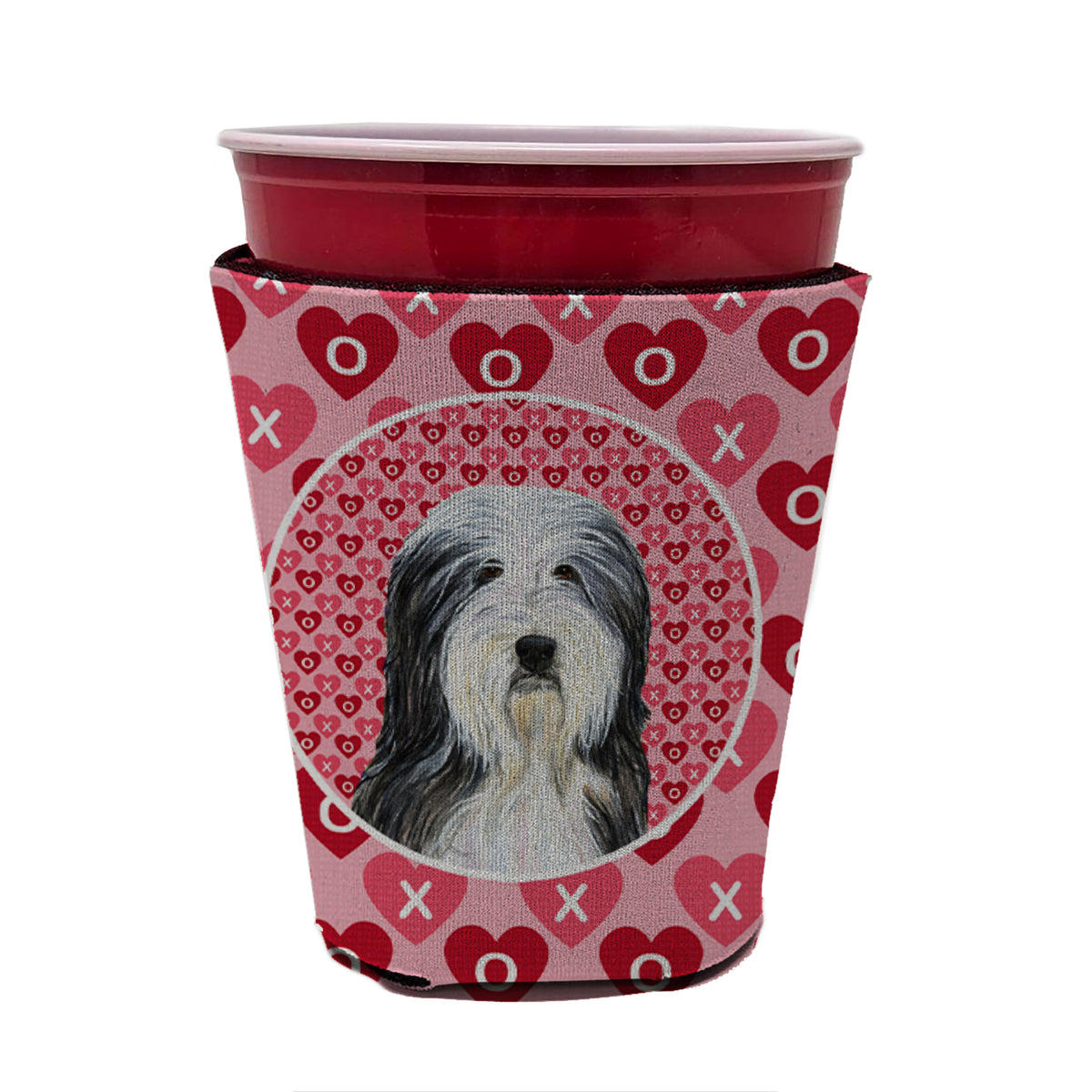 Bearded Collie  Red Cup Beverage Insulator Hugger