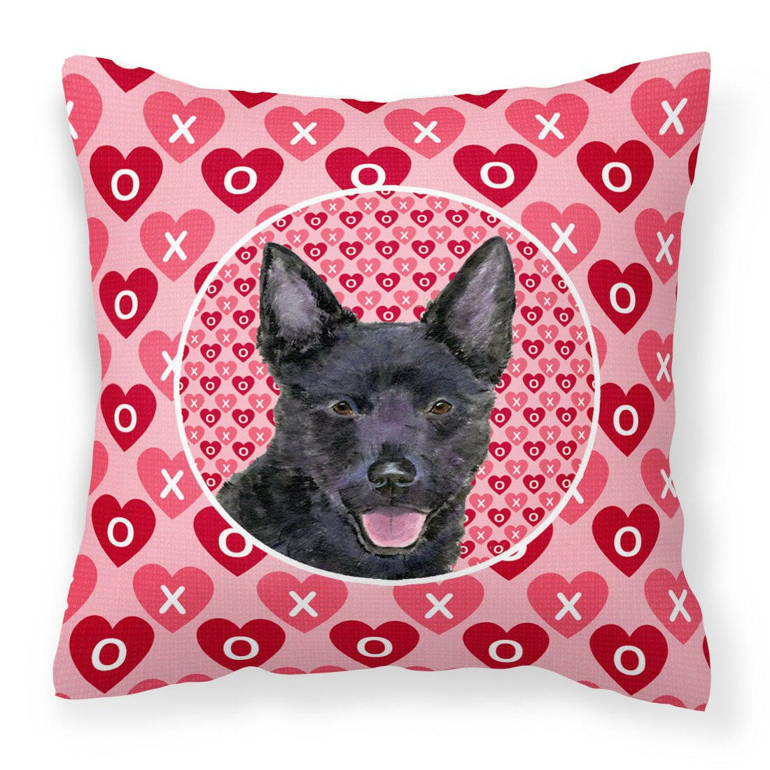 Australian Kelpie Hearts Love Valentine&#39;s Day Fabric Decorative Pillow SS4498PW1414 by Caroline&#39;s Treasures