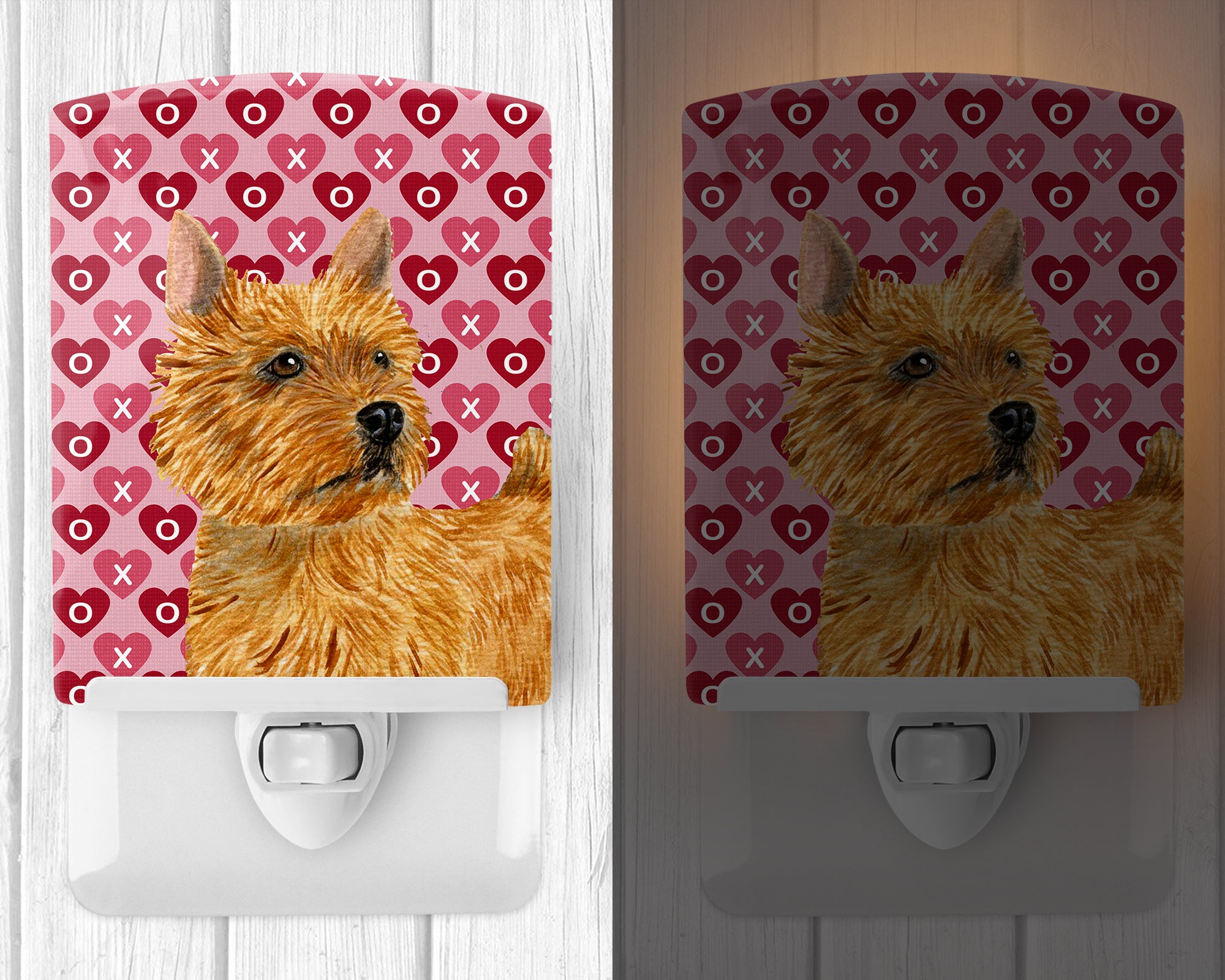 Norwich Terrier Hearts Love and Valentine's Day Portrait Ceramic Night Light SS4499CNL - the-store.com