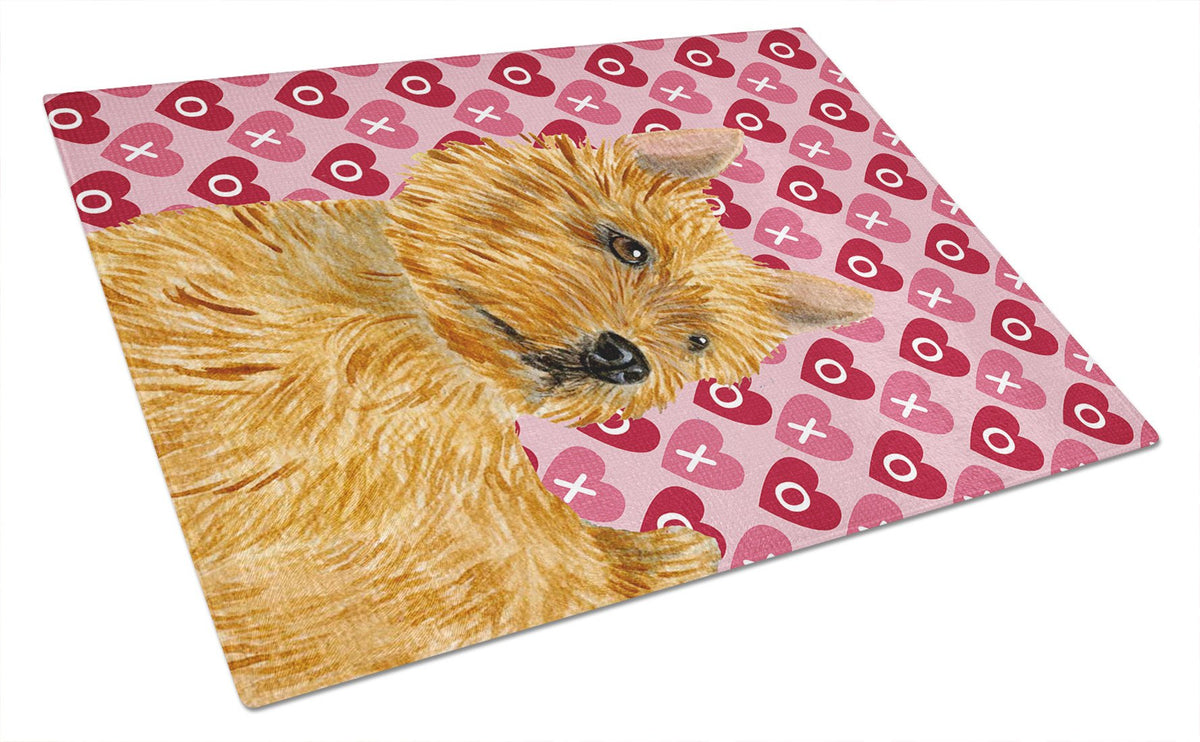 Norwich Terrier Hearts Love and Valentine&#39;s Day Glass Cutting Board Large by Caroline&#39;s Treasures