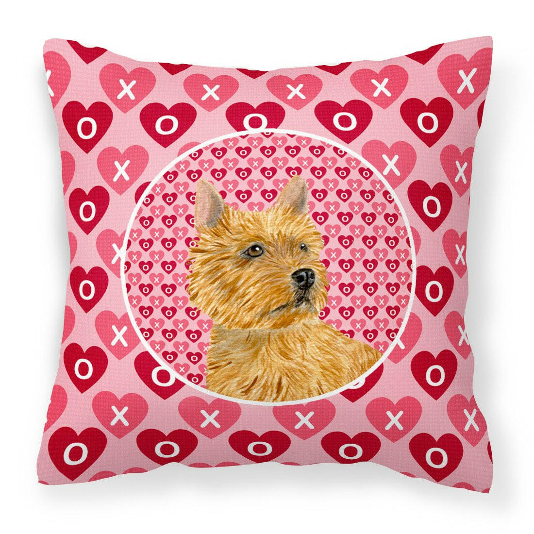 Norwich Terrier Hearts Love and Valentine&#39;s Day Portrait Fabric Decorative Pillow SS4499PW1414 by Caroline&#39;s Treasures
