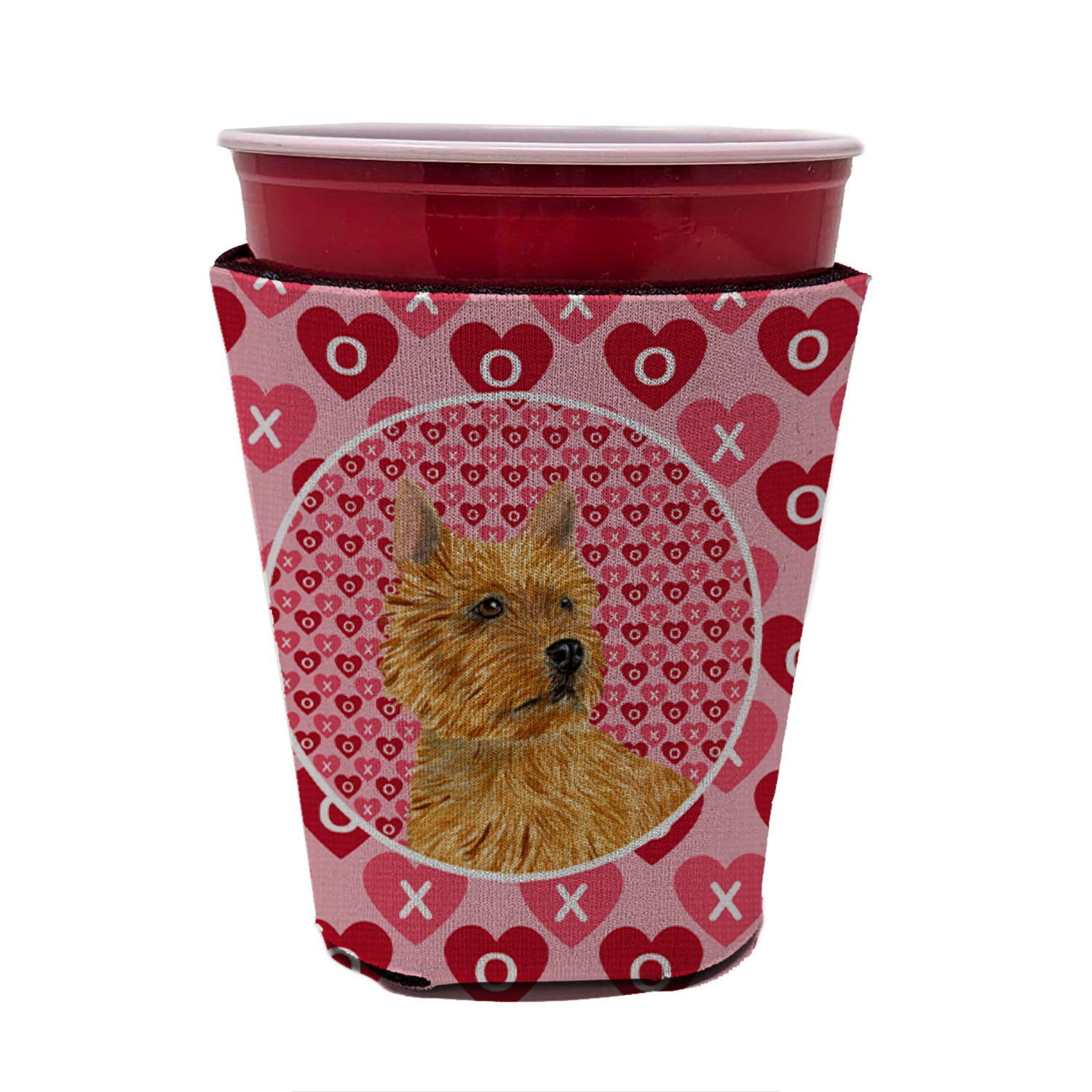 Norwich Terrier  Red Cup Beverage Insulator Hugger
