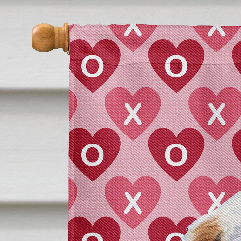 Clumber Spaniel Hearts Love and Valentine's Day Portrait Flag Canvas House Size  the-store.com.