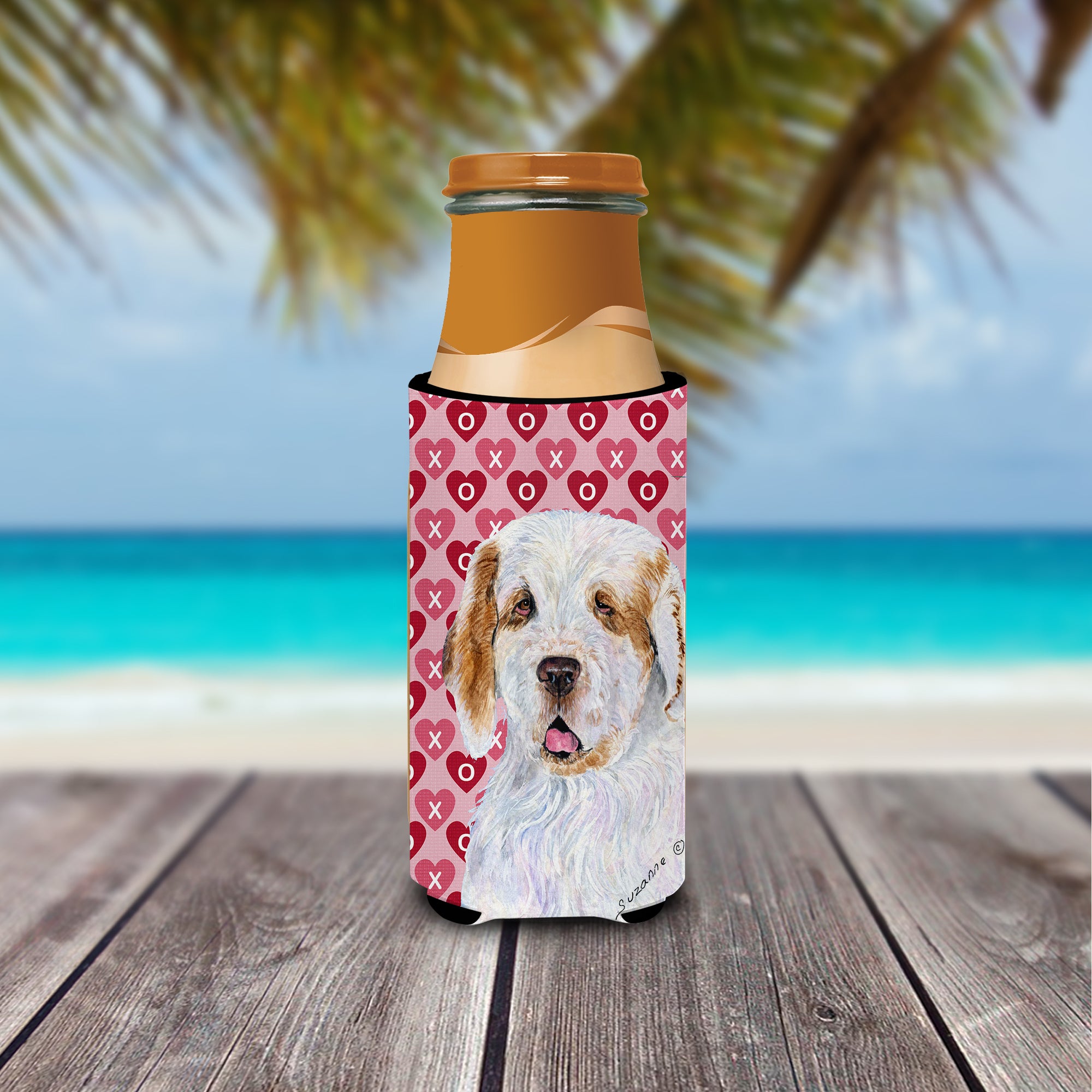 Clumber Spaniel Hearts Love and Valentine's Day Portrait Ultra Beverage Isolateurs pour canettes minces SS4500MUK