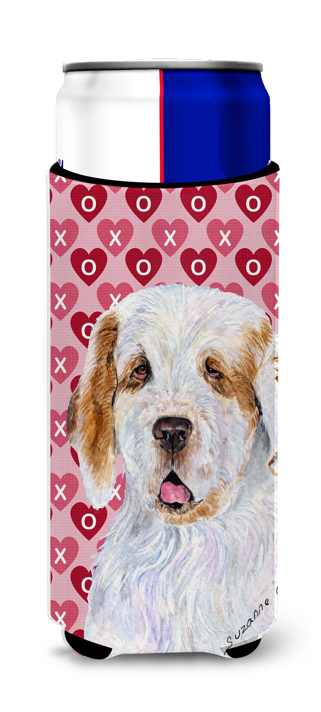 Clumber Spaniel Hearts Love and Valentine's Day Portrait Ultra Beverage Insulators for slim cans SS4500MUK.