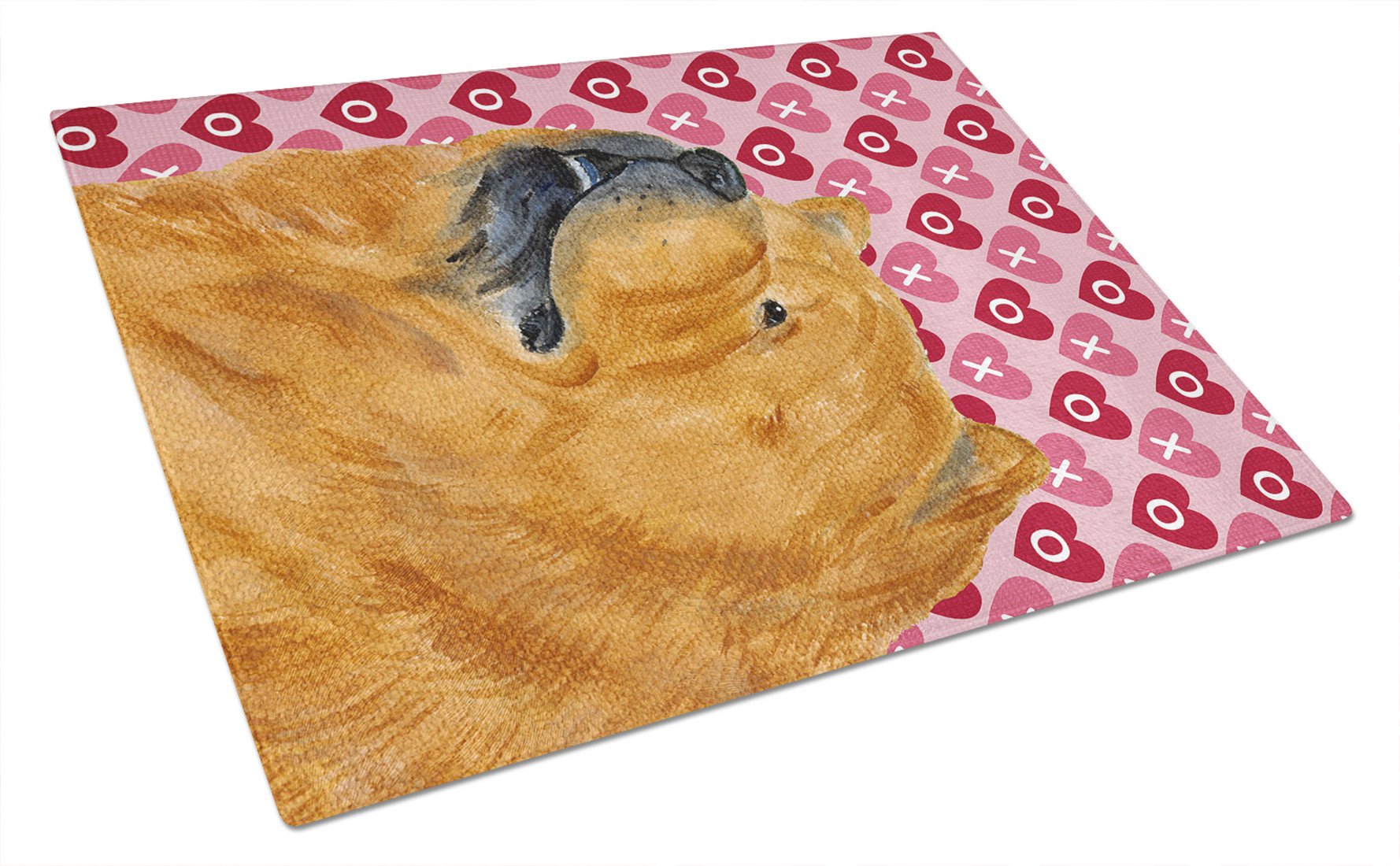 Chow Chow Hearts Love and Valentine's Day Portrait Glass Cutting Board Large by Caroline's Treasures