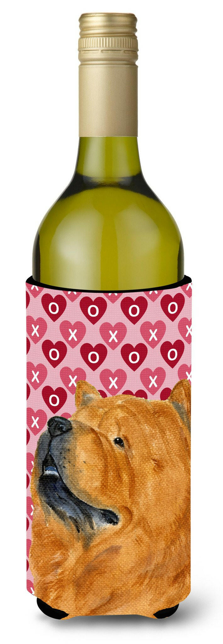 Chow Chow Hearts Love and Valentine&#39;s Day  Wine Bottle Beverage Insulator Beverage Insulator Hugger by Caroline&#39;s Treasures