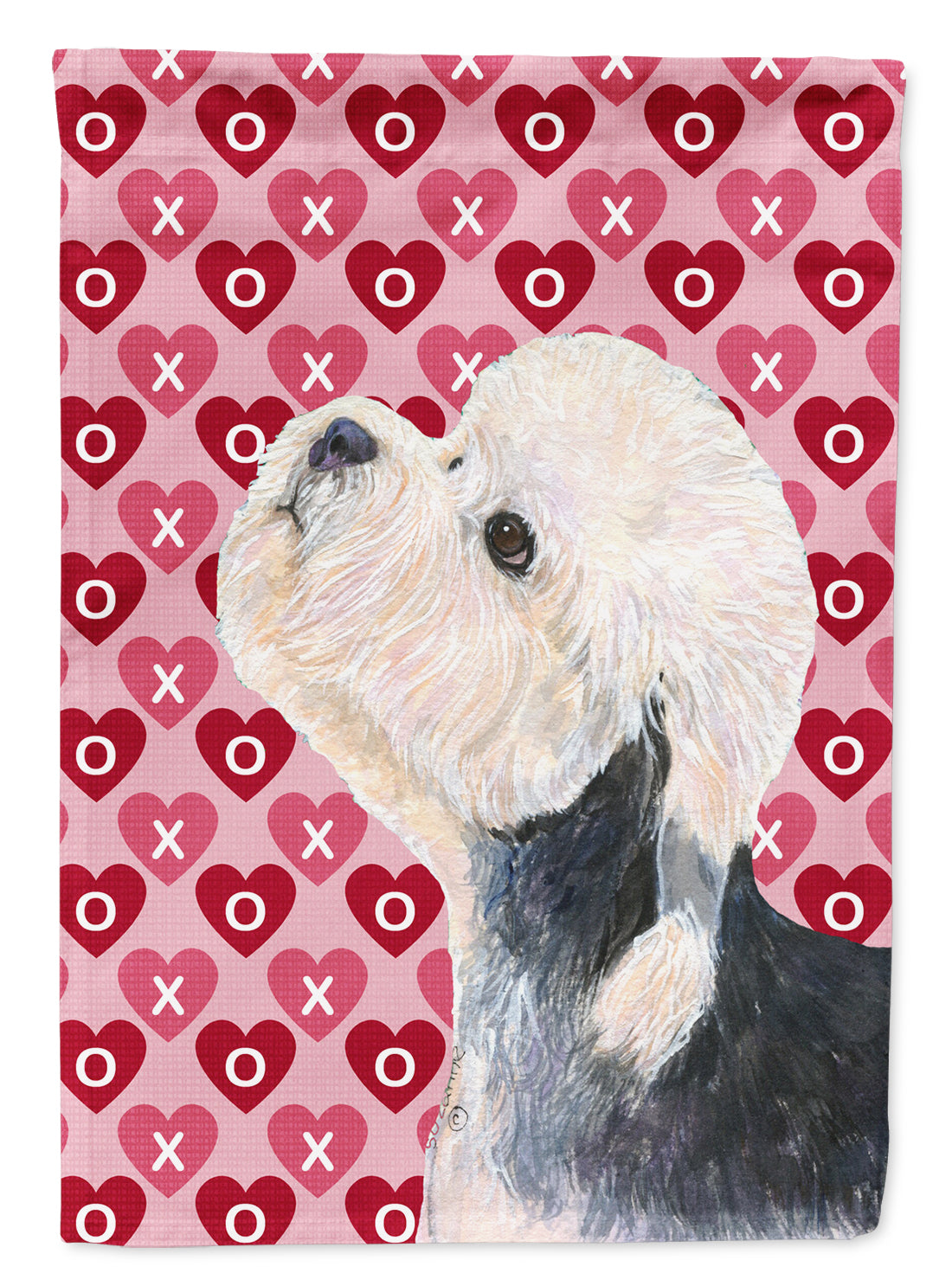 Dandie Dinmont Terrier Hearts Love Valentine&#39;s Day Flag Garden Size