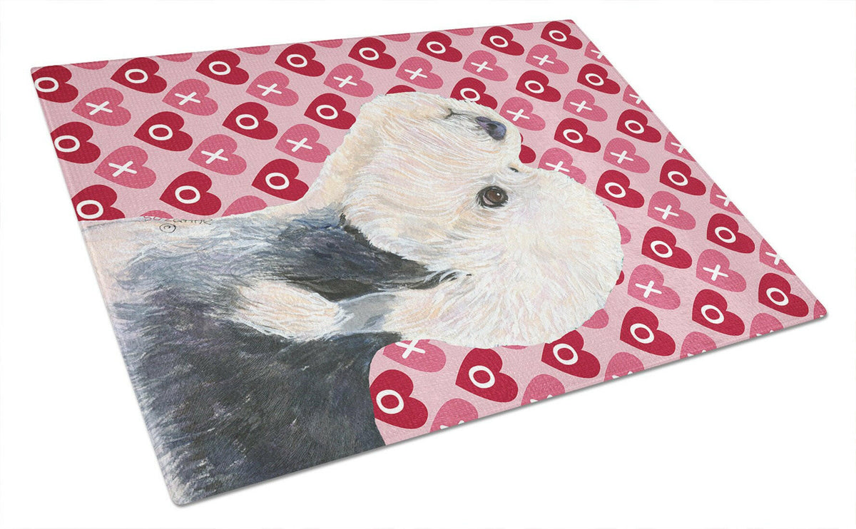 Dandie Dinmont Terrier Hearts Love Valentine&#39;s Day Glass Cutting Board Large by Caroline&#39;s Treasures