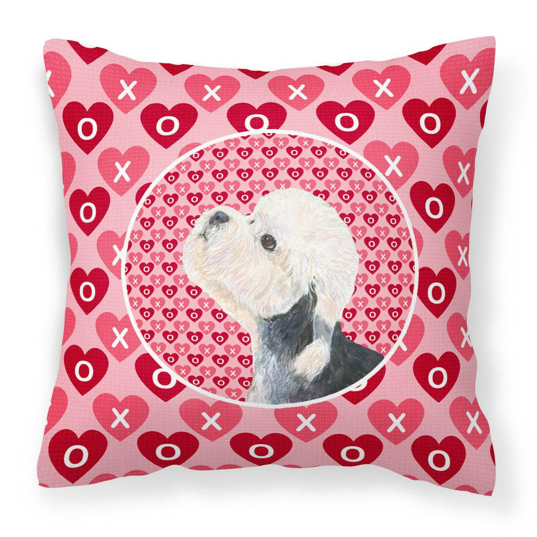 Dandie Dinmont Terrier Hearts Love Valentine&#39;s Day Fabric Decorative Pillow SS4503PW1414 by Caroline&#39;s Treasures