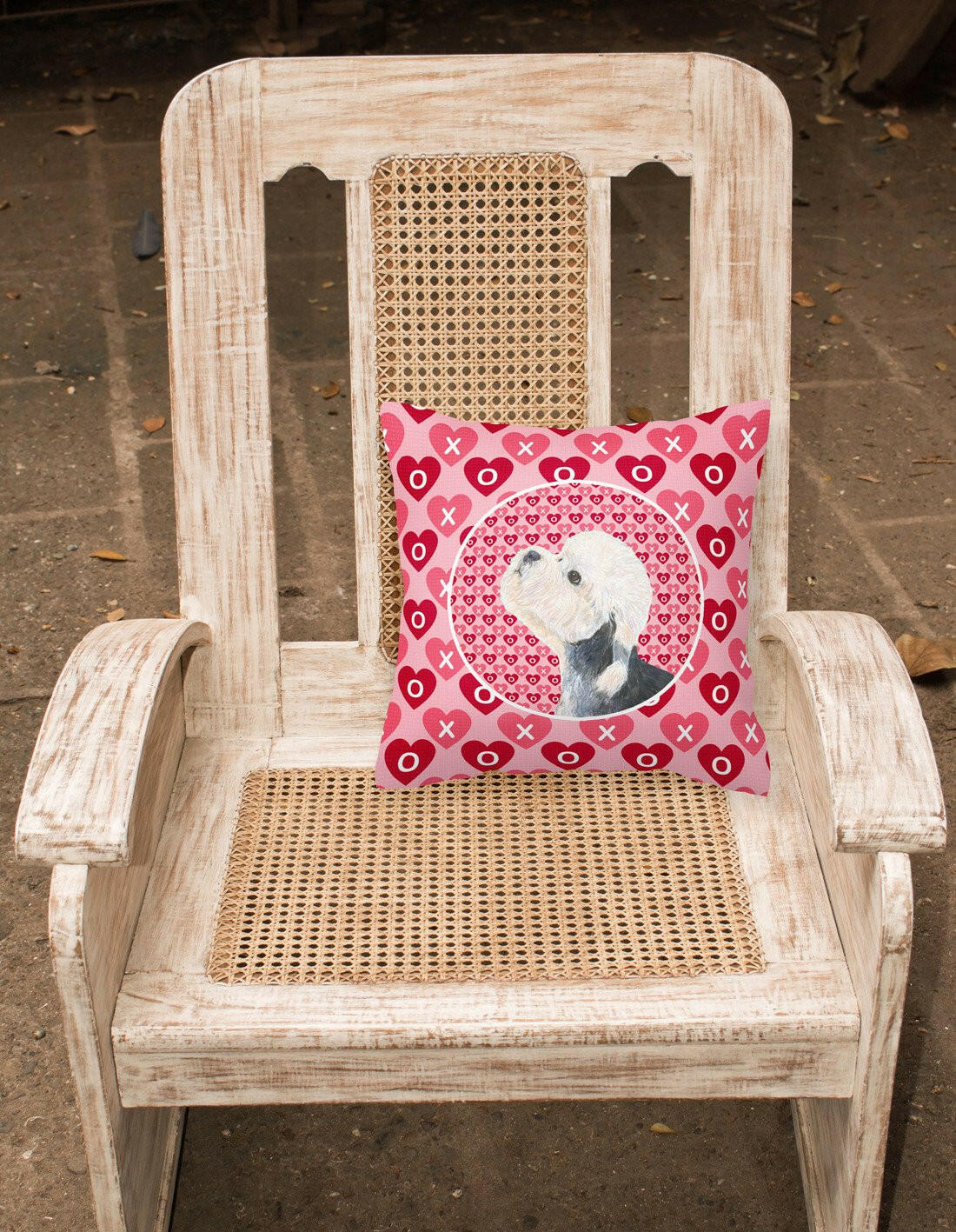 Dandie Dinmont Terrier Hearts Love Valentine's Day Fabric Decorative Pillow SS4503PW1414 by Caroline's Treasures