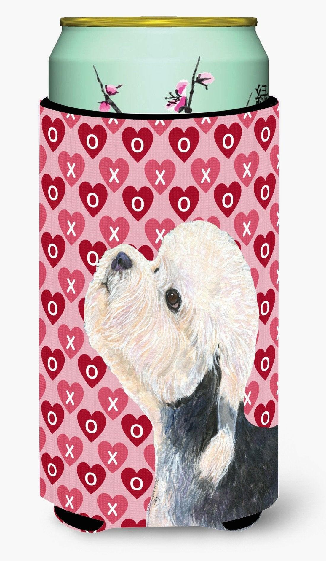 Dandie Dinmont Terrier Hearts Love Valentine&#39;s Day  Tall Boy Beverage Insulator Beverage Insulator Hugger by Caroline&#39;s Treasures